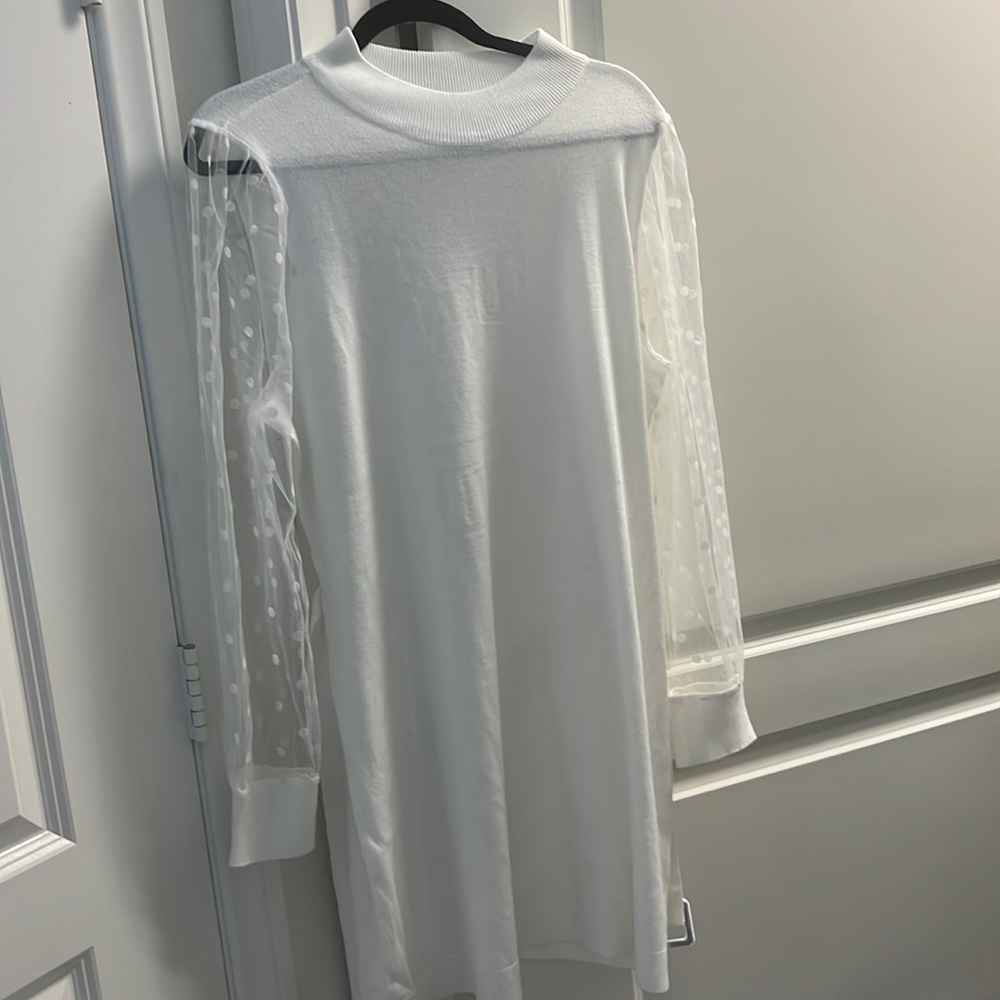 White dress with sheer sleeves
